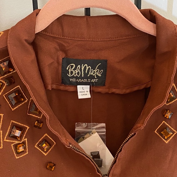 Bob Mackie Canvas and Gemstone Jacket Size L NWT - Picture 2 of 16